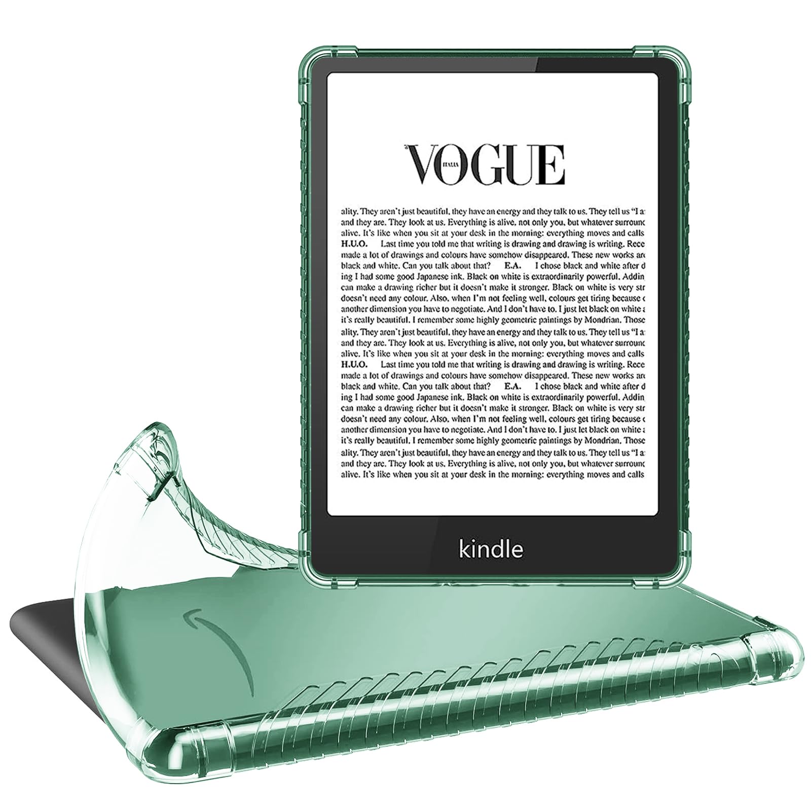 RSAquar Clear Case for All-New Kindle Paperwhite 11th Generation 6.8" and Signature Edition 2021 Released, Lightweight & Scratch Proof Silicone Rubber TPU Back Cover – Clear Green