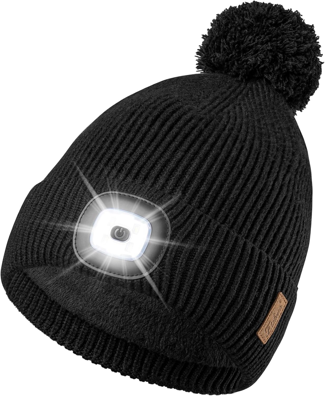 Etsfmoa Winter Hat with Light for Women,Fleece Lined Beanie Warm Knit Hat