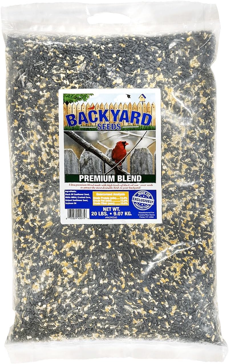 CountryMax Backyard Seeds Premium Bird Seed 20Lbs - Supreme Wild Bird Food Blend for Outside Feeders, Medium Bag of Wild Bird Food