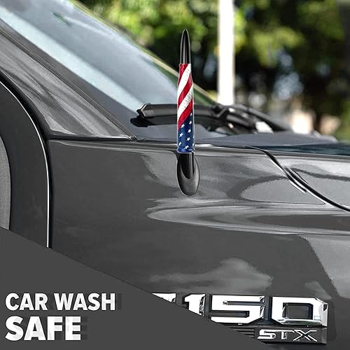 Miniatura 8 de Antena de bala para coche y camión con bandera americana con tapas de válvula, mástil de antena universal para GM Chevy Silverado 1500 2500 3500 HD