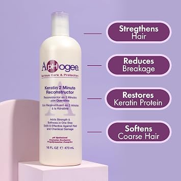 Aphogee Intensive 2 Minute Keratin Reconstructor (16 fl oz) | Deep Conditioner for Color-Treated & Heat-Styled Hair | Smooths & Adds Shine