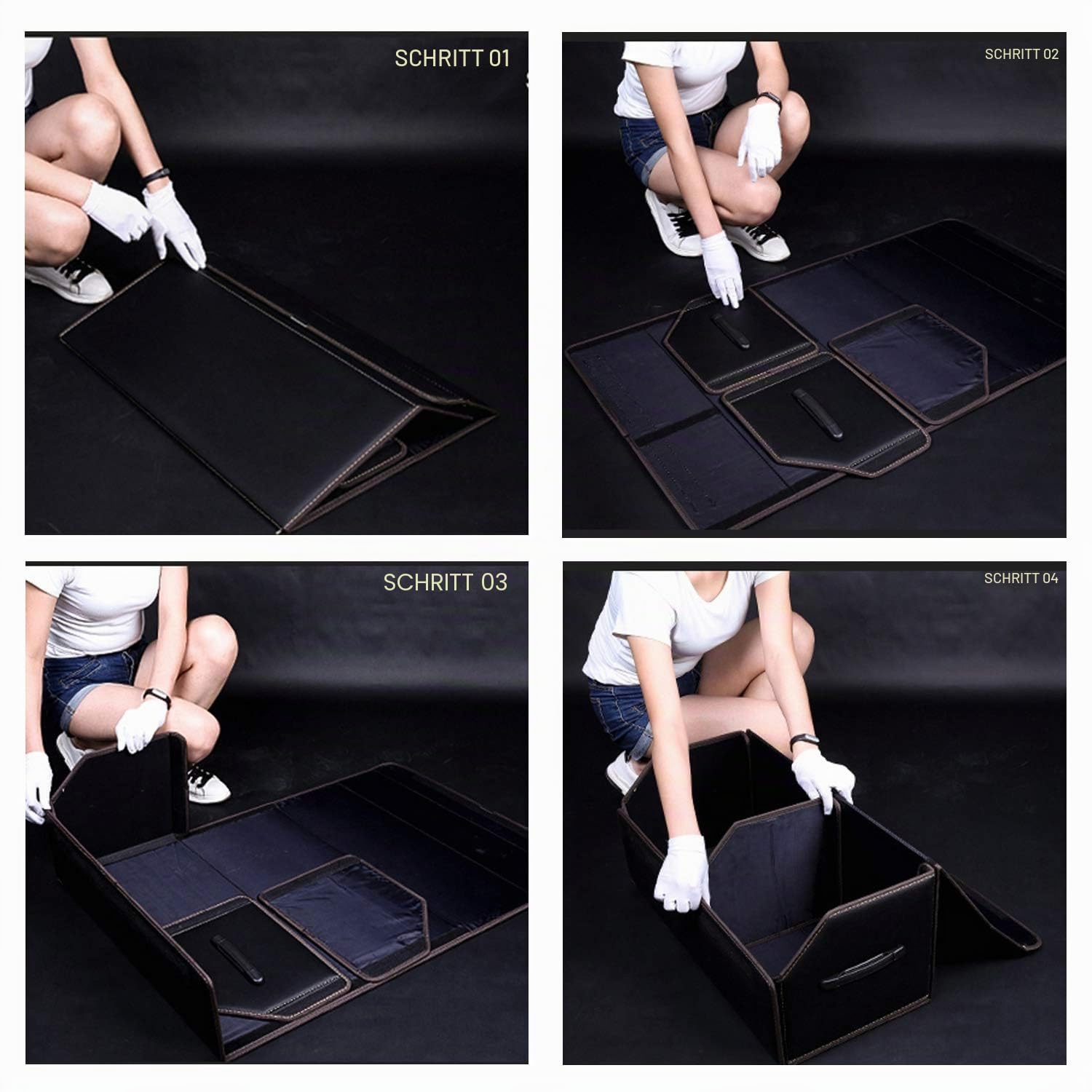 Ergocar Kofferraum Organizer Luxus Leopard Aufbewahrungstasche Organizer Wasserdicht Faltbar Kofferraum-Tasche für Auto/LKW/SUV (Schwarz-M)