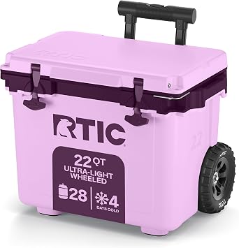 RTIC 22 QT Ultra-Light Wheeled Cooler with Handle | Wheeled Ice Chest Box for Beach, Drink, Beverage, Camping, Picnic, Fishing, Boat and Barbecue