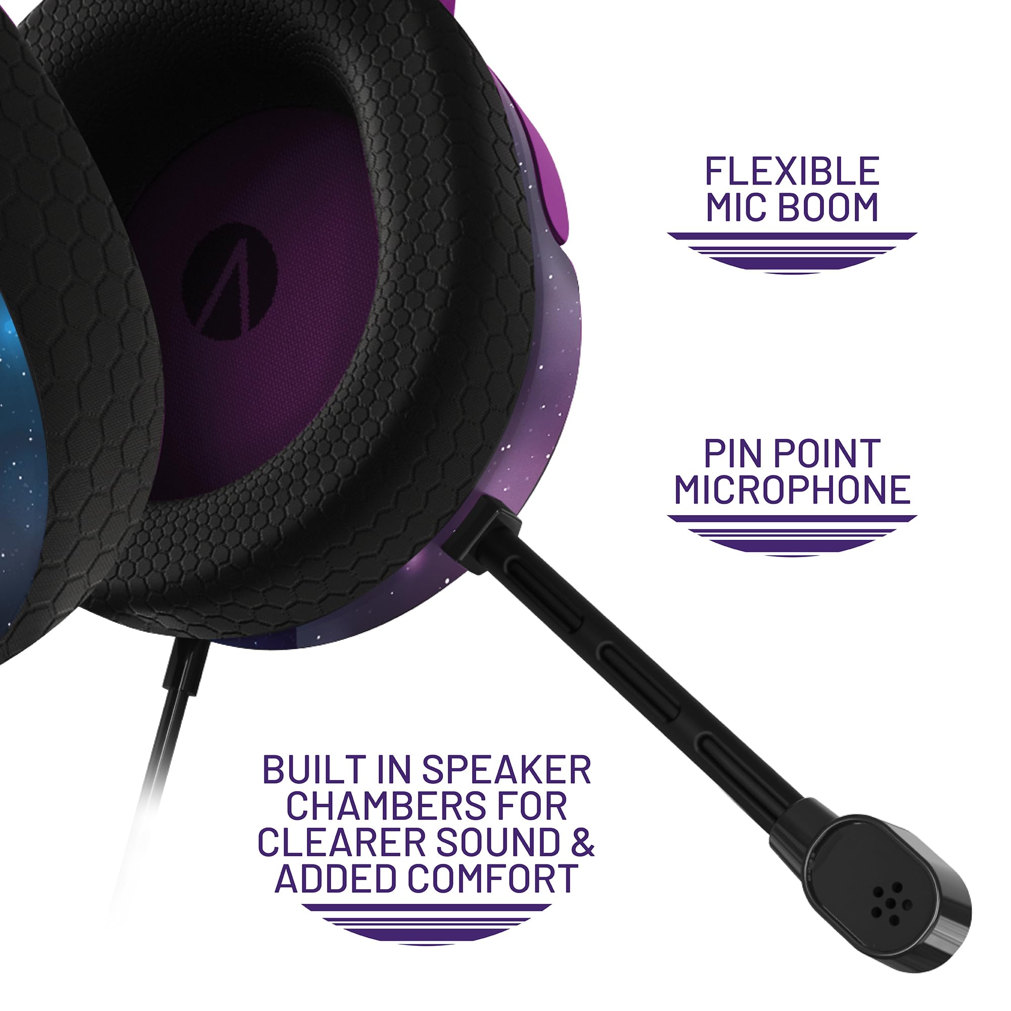 STEALTH PANTHER Cosmic - Casque de Gaming Supra-Auriculaire Compatible avec PS4/PS5, XBOX, Switch, PC avec Micro Flexible, Prise 3,5mm, Câble 1,5m, Léger, Confortable et Durable