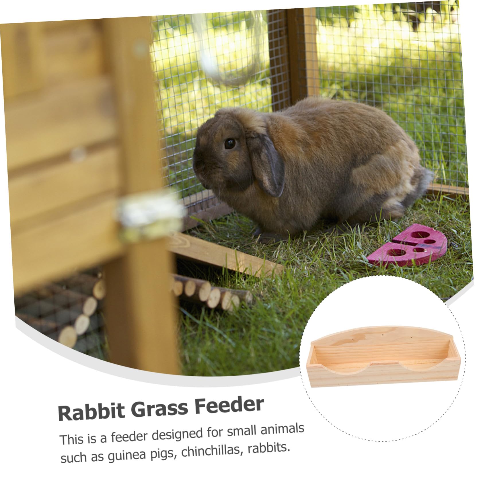 Outanaya Holz Futterstation für Kleintiere Feeder mit Gras Halterung Kaninchen Meerschweinchen Futterkorb Hygienisch und Platzsparend für Käfig und Stall