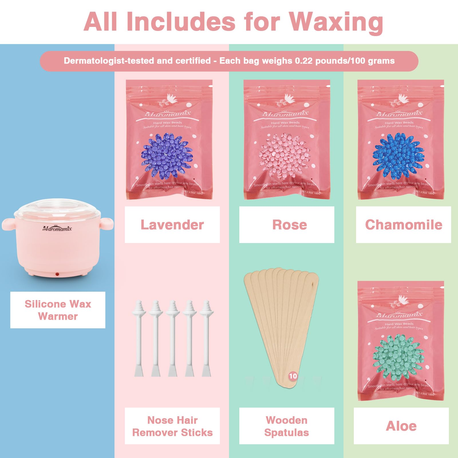 Waxing Kit Silikon Wachswärmer zur Haarentfernung mit 4 Packungen Hartwachsperlen Tragbare Elektrische Silikonwachsmaschine für Ganzkörper-Gesicht Augenbrauen Bikini Brasilianisch zu Hause Wachsen Kit