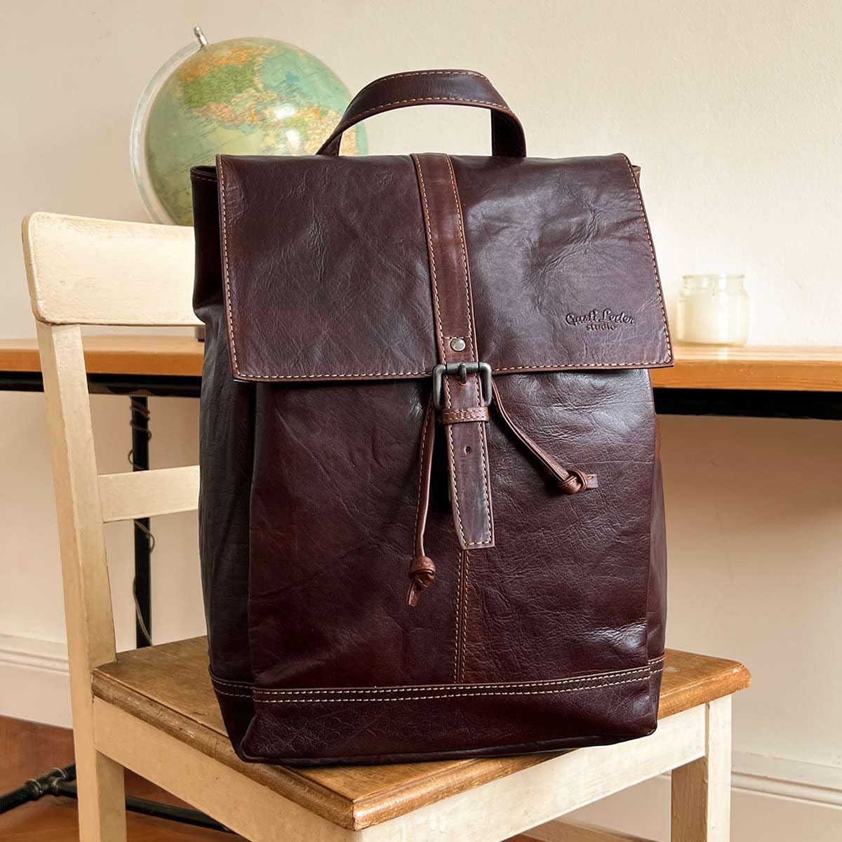 Gusti Kurierrucksack Leder - Jaime Rucksack Lederrucksack Vintage Cityrucksack Outdoorrucksack Laptoptasche Unirucksack 17L Leder