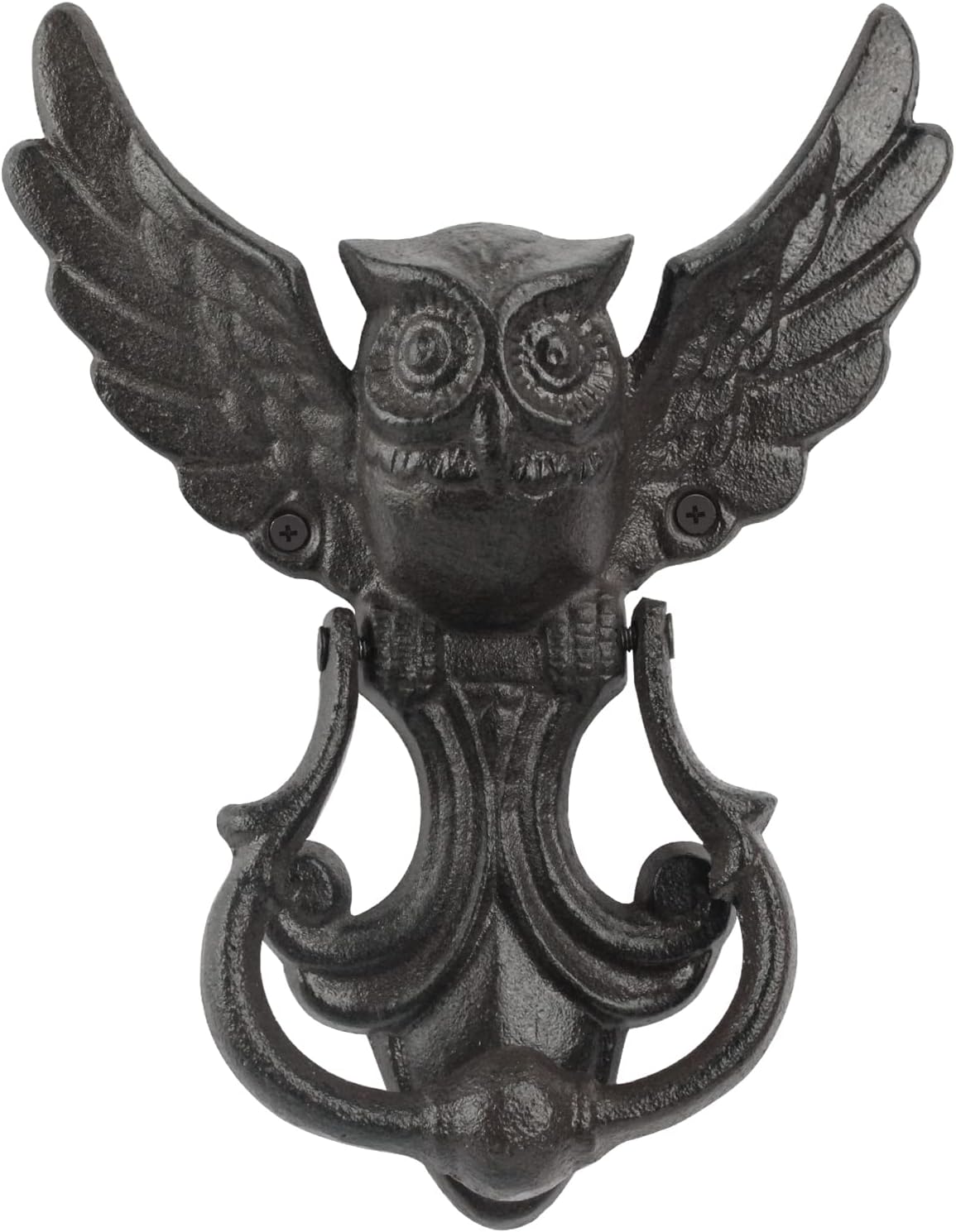 Heavy Duty Cast Iron Owl Door Knocker, for Garden Wooden House Farmhouse, Home Décor Accessories (Rustic Black)