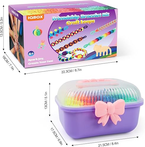 Miniatura 8 de IQBOX Kit de fabricación de pulseras, artes y manualidades para niñas de 8 a 12 años, bandas de arco iris, juguetes de bricolaje, regalos de