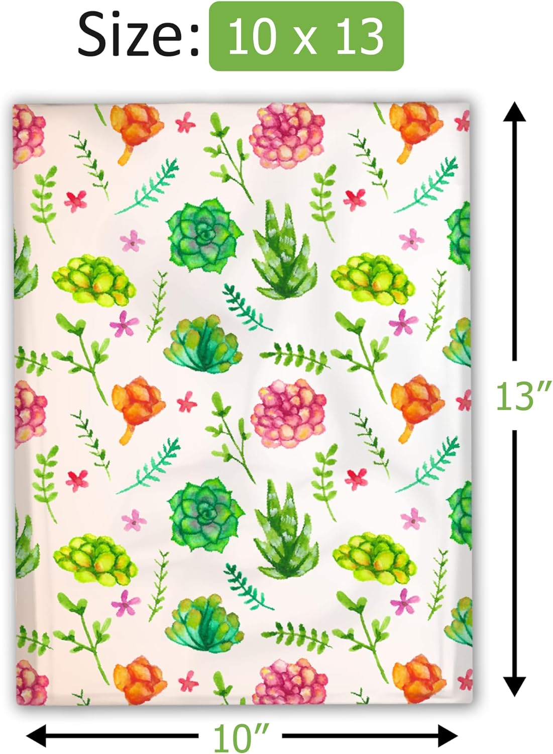 10x13 (100) Succulent Floral Designer Poly Mailers Waterproof Self Sealing Tear Resistant Polymailers Shipping Envelopes Premium Printed Bags For Small Businesses