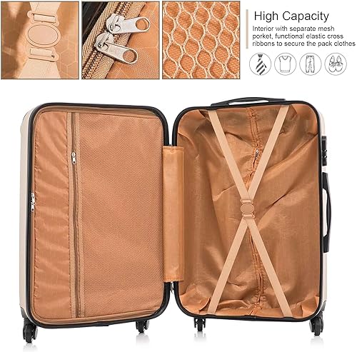 Miniatura 3 de Juego de 3 equipajes, juego de equipaje giratorio rígido con rueda, maleta ligera de ABS con cerradura, equipaje de viaje de 20 pulgadas, 24