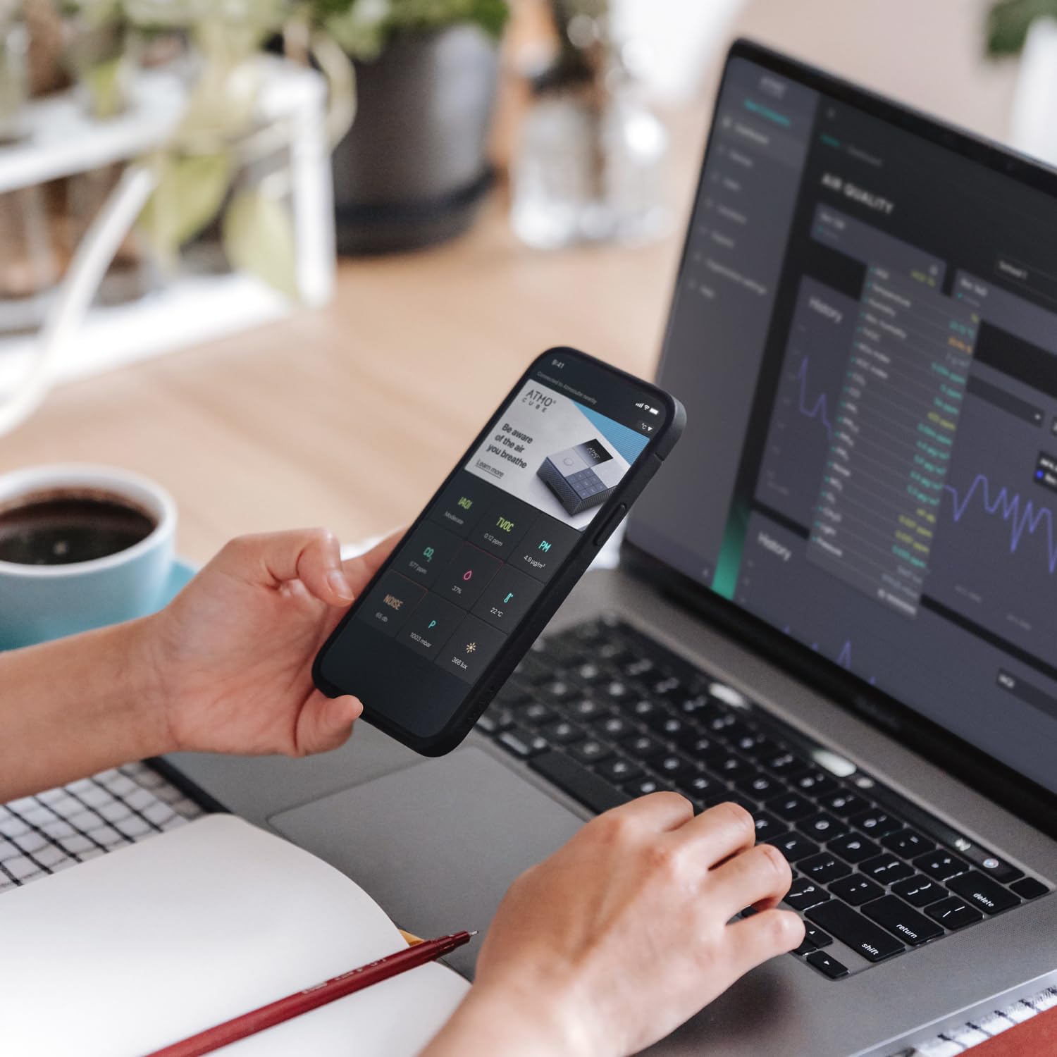 Atmocube Professional 12-in-1 Luftqualitätsmonitor – Messgerät für CO2, Feinstaub (PM2.5), Formaldehyd (CH2O), TVOC & NOx – WLAN, Ethernet & PoE Konnektivität – Echtzeit Cloud Dashboard & App