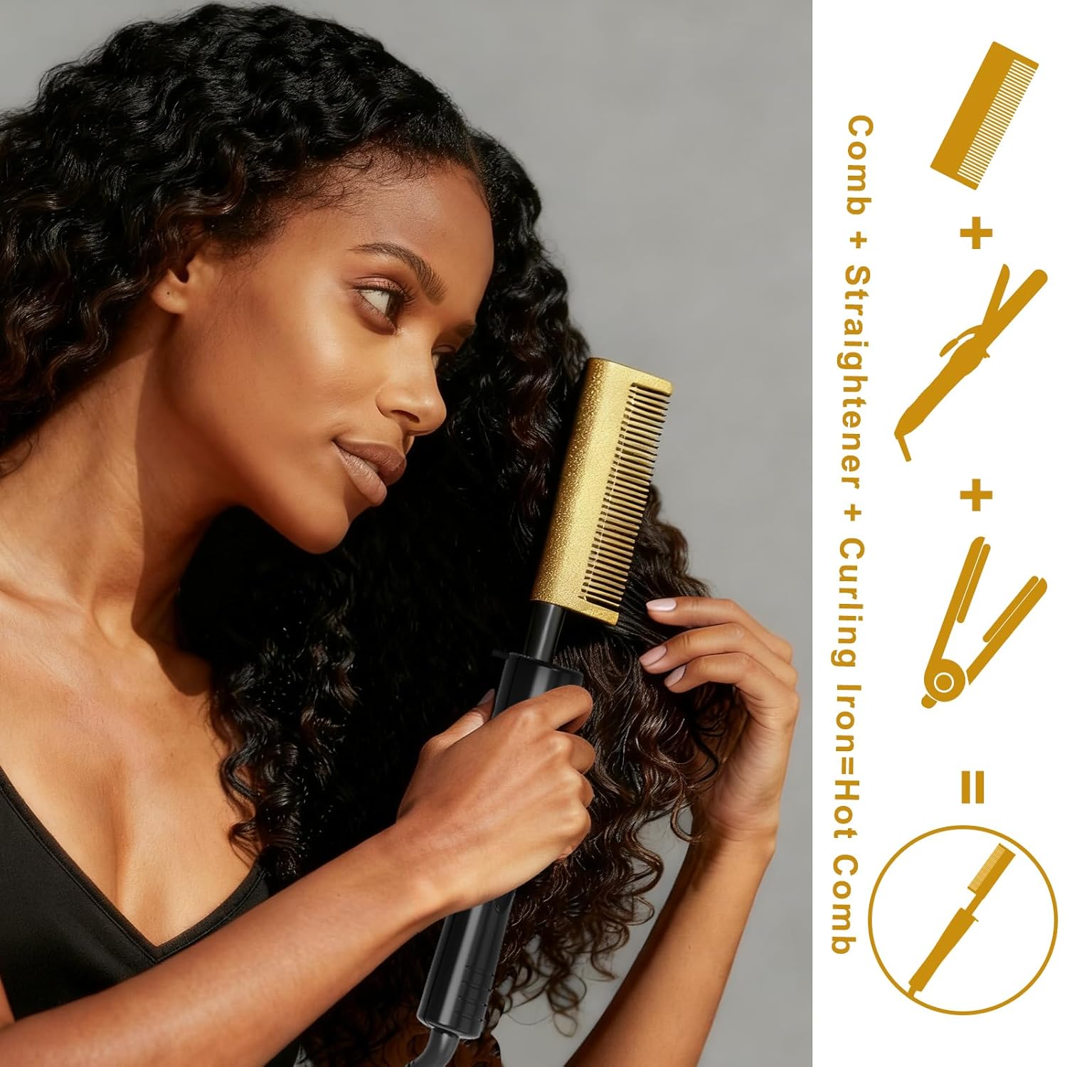 electric hot comb for wigs,450°F Hot Comb for black hair,Dual Voltage PressingComb,Fast Heating Ceramic HotComb,straightening combs for Lace Front Wigs and Natural Black Hair - Image 6