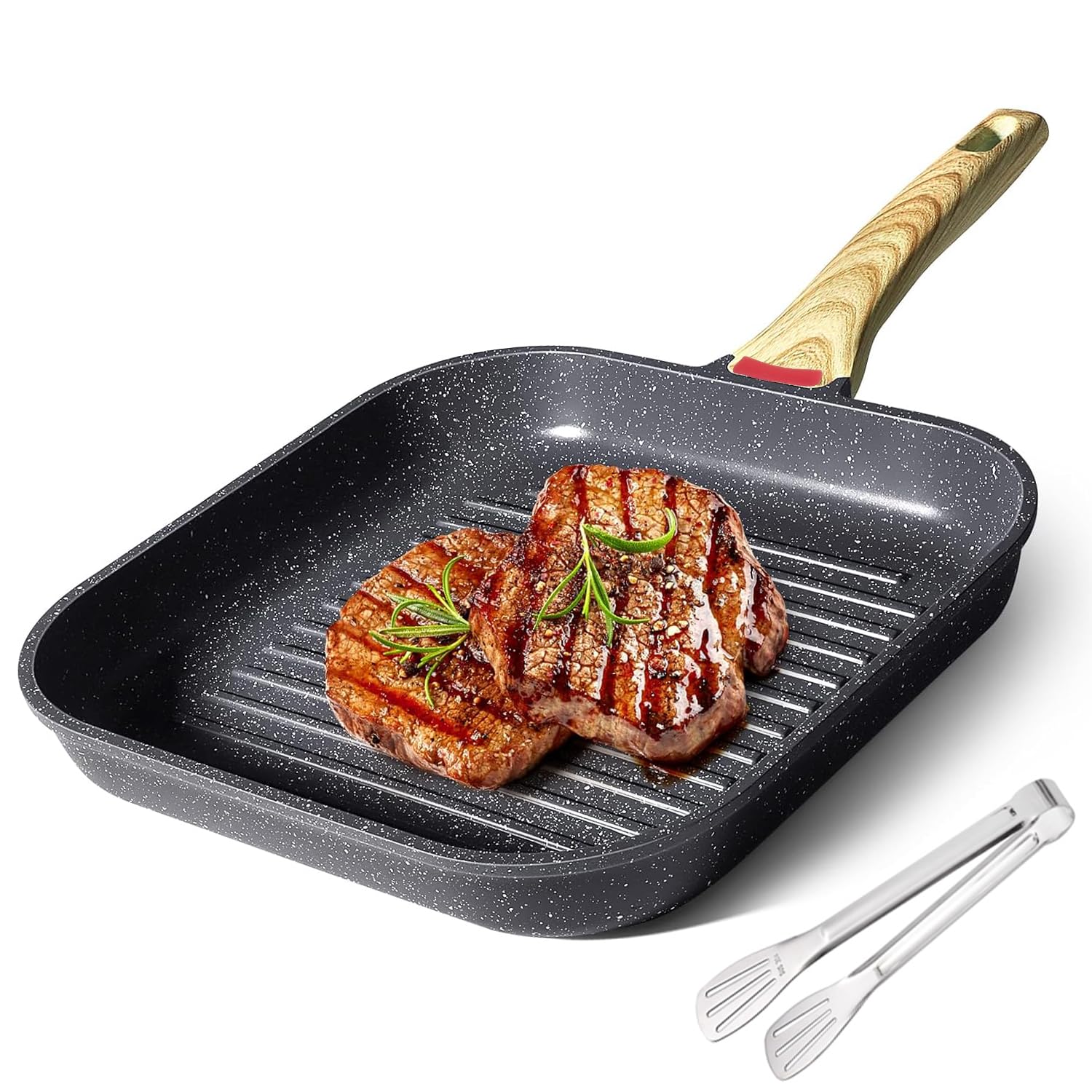 Nonstick Griddle Pan for Stove Tops,11In Grill Pan for Indoor Cooking & Outdoor Grilling,Square Frying Pan,Grill Skillet for All Stoves(Gas,Electric,Induction)