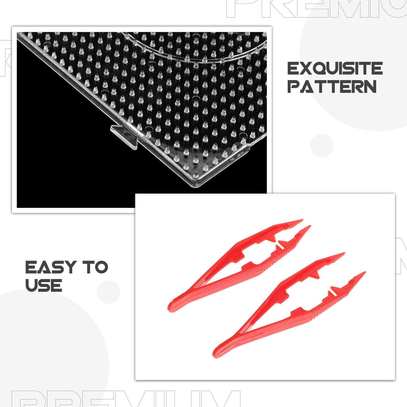 Toyvian Jeu de 10 Plaques à Perles à Repasser Transparentes Grand Format en Plastique 10 Feuilles de Perles 2 Pinces à Épiler Kit Modulable pour Loisirs Créatifs Éducatif et Bricolage