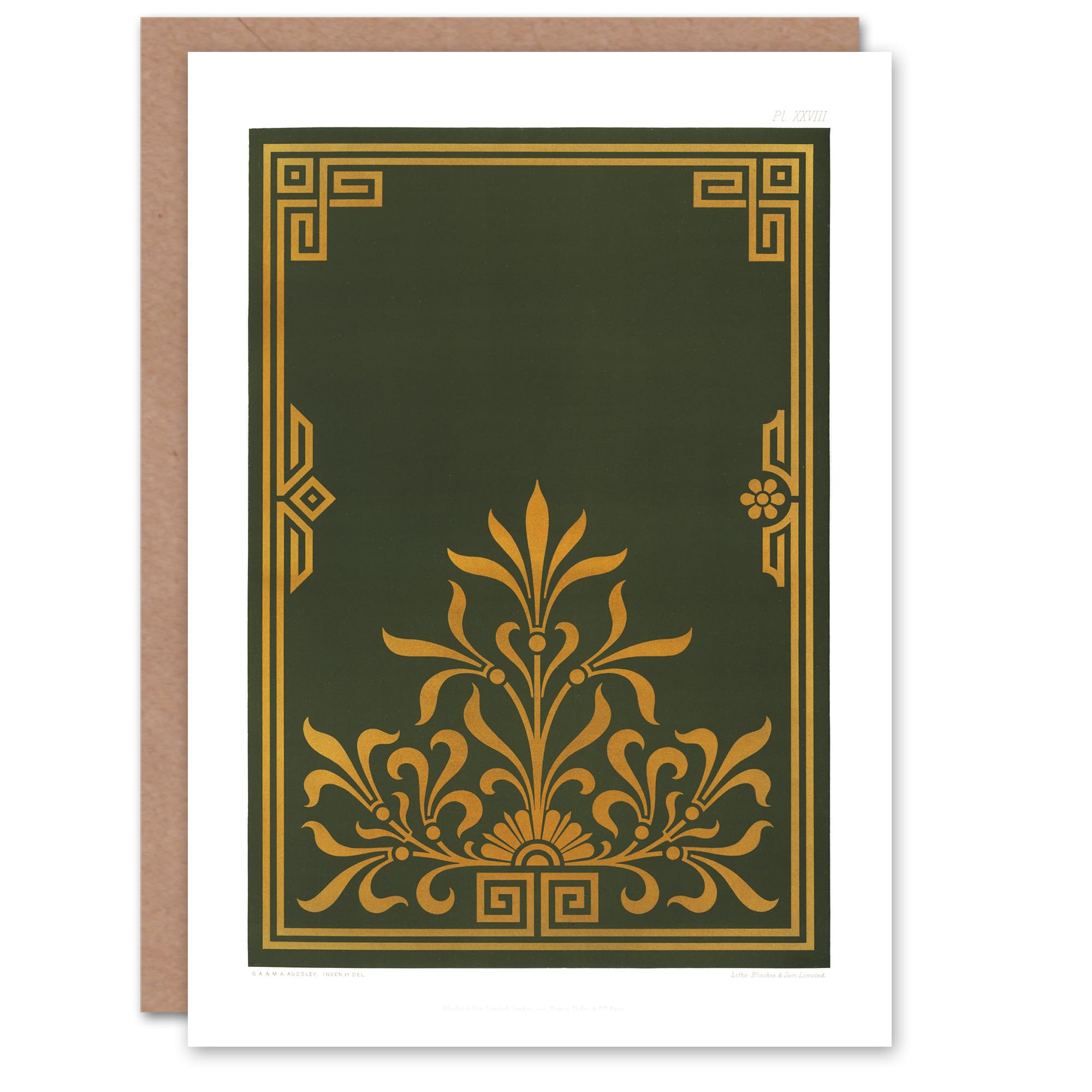 Artery8 GA and MA Audsley Art Card Antique Art Deco Botanical Pattern