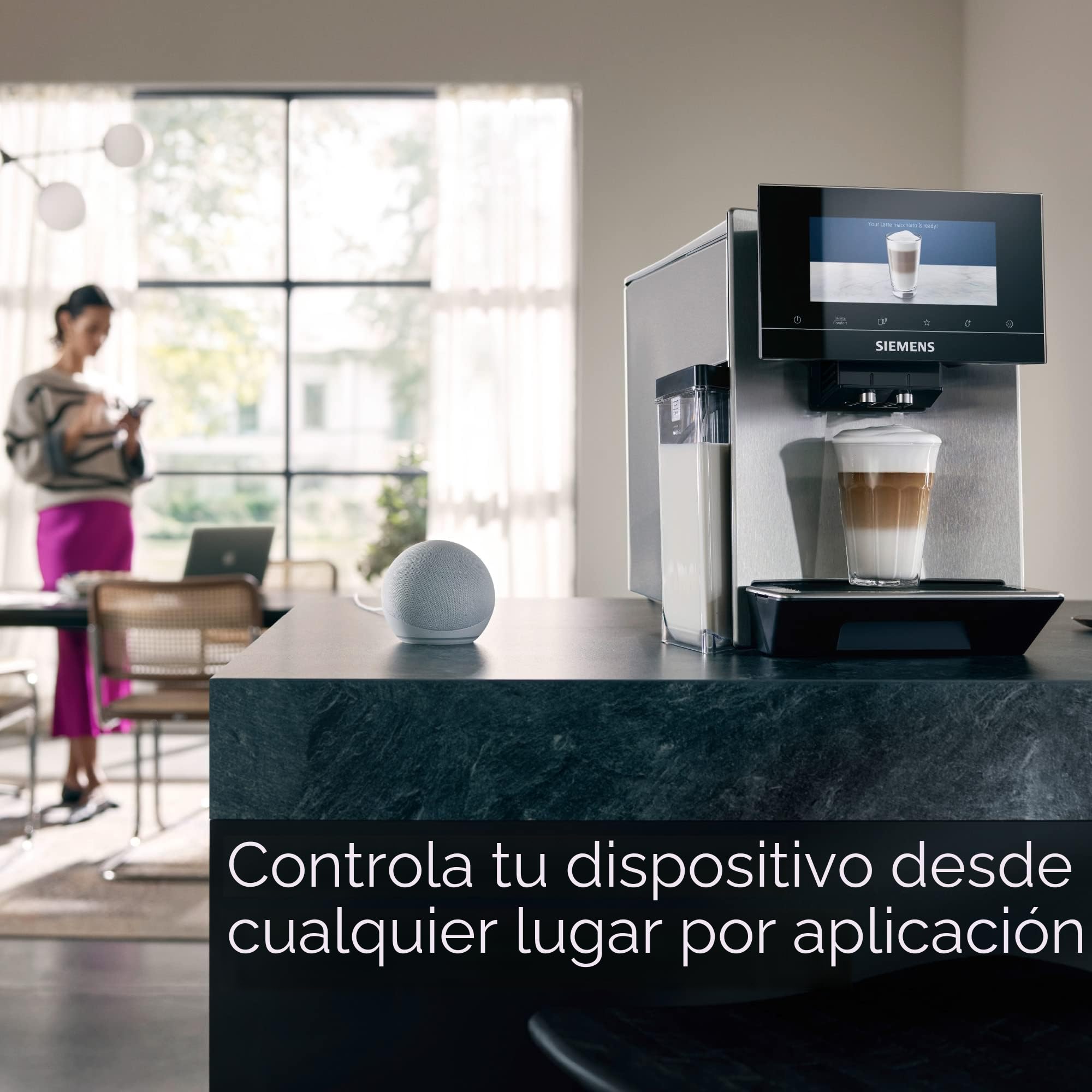 Siemens Máquina automática de café EQ900 TQ903D03, control por aplicación, pantalla táctil intuitiva, modo barista, AromaBoost, reducción de ruido, trituradora premium, limpieza automática de vapor,