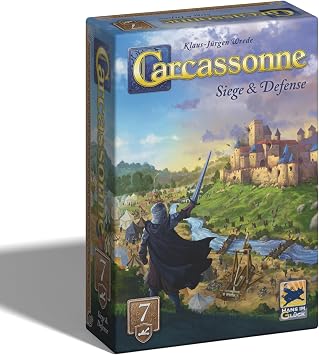 توسيع لعبة Hans Im Gluck Carcassonne Siege & Defense Board - إضافة الحصون والمقاليع وتحديات المدينة الجديدة، متعة عائلية للأطفال والكبار، الأعمار 8+، 2-5 لاعبين، وقت لعب 45 دقيقة