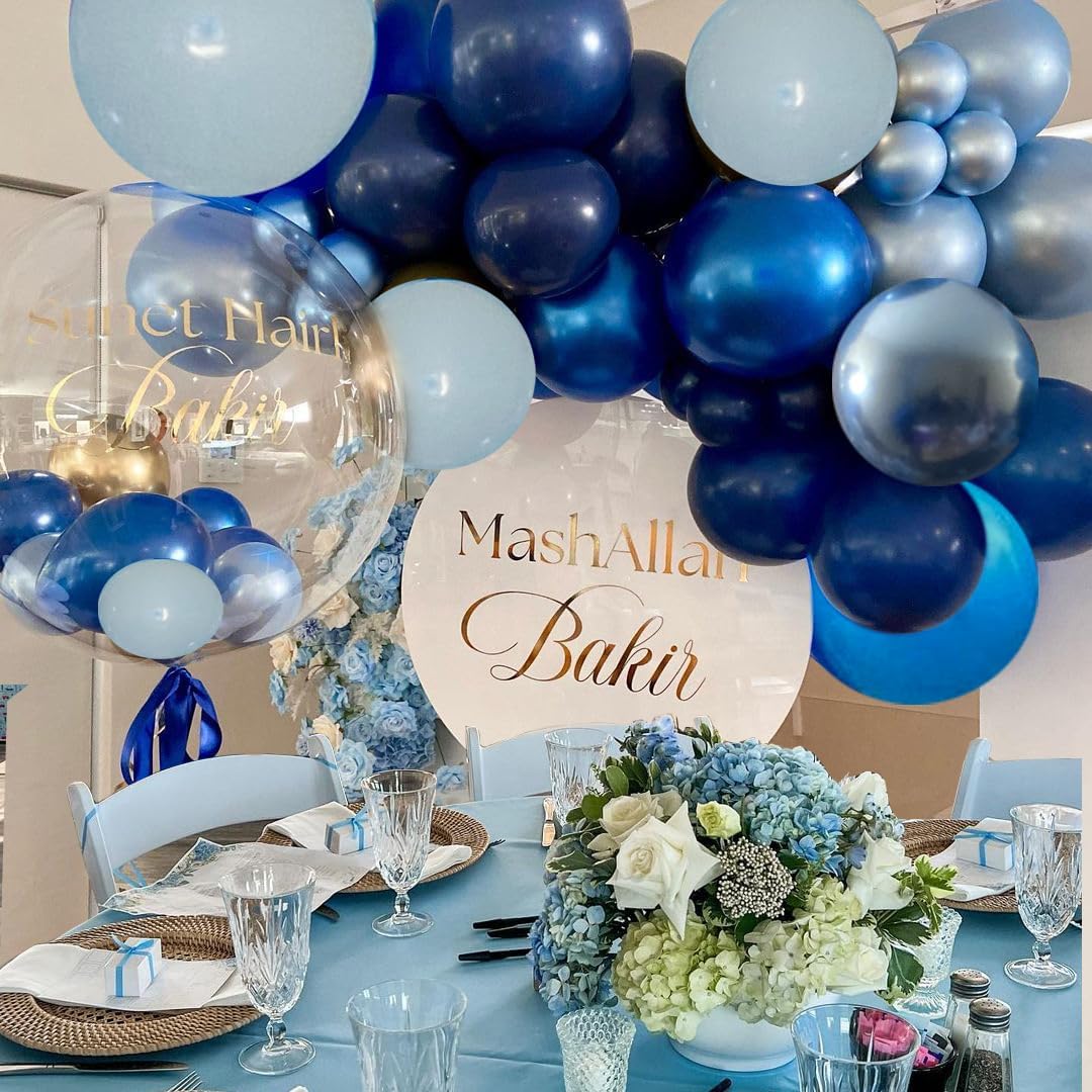 Blue Balloon Metallic Blue Balloons, 60Pcs 12Inch Chrome Blue Balloons Kit Macaron Baby Pearl Navy Blue Latex Balloons for Birthday Wedding Baby Shower Party Decoration image 5 of 7 B0CGM15P4L