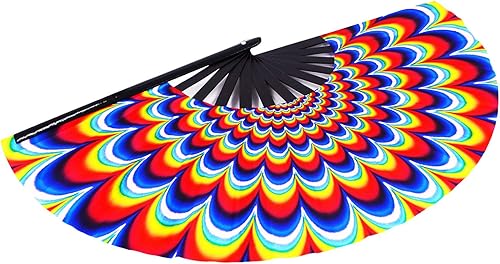 Miniatura 34 de Amajiji Rave Fans - Ventilador de mano plegable grande para baile de línea, ventiladores de aplausos plegables para botas en el suelo, festival