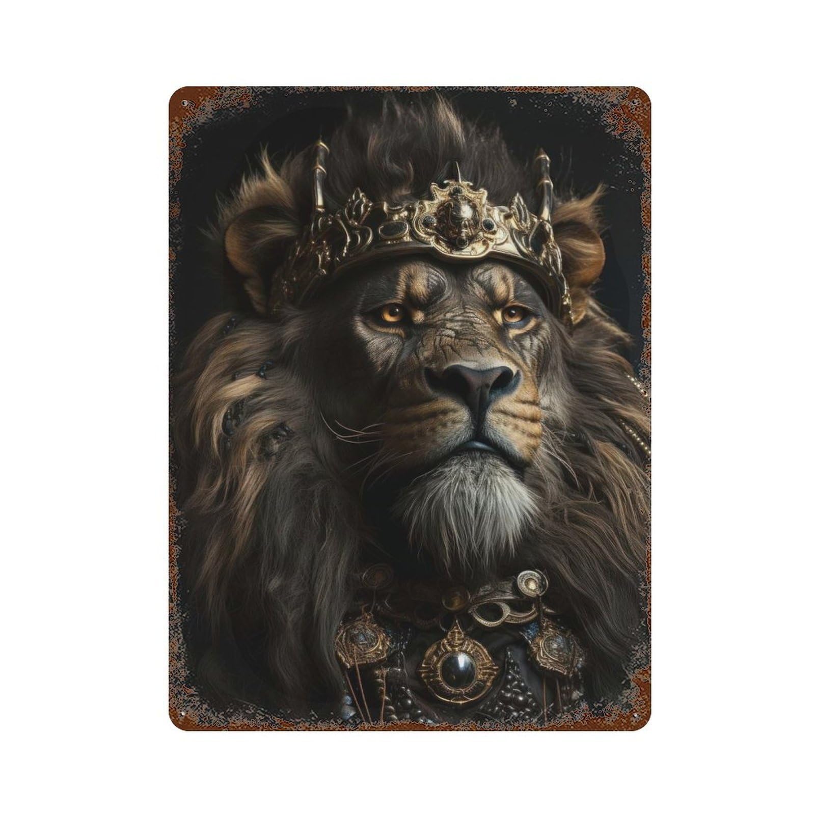 The King Wearing A Crown Decorative Tin Sign 15.7"x11.8", Ideal for Garage, Bar And Workshop Decor