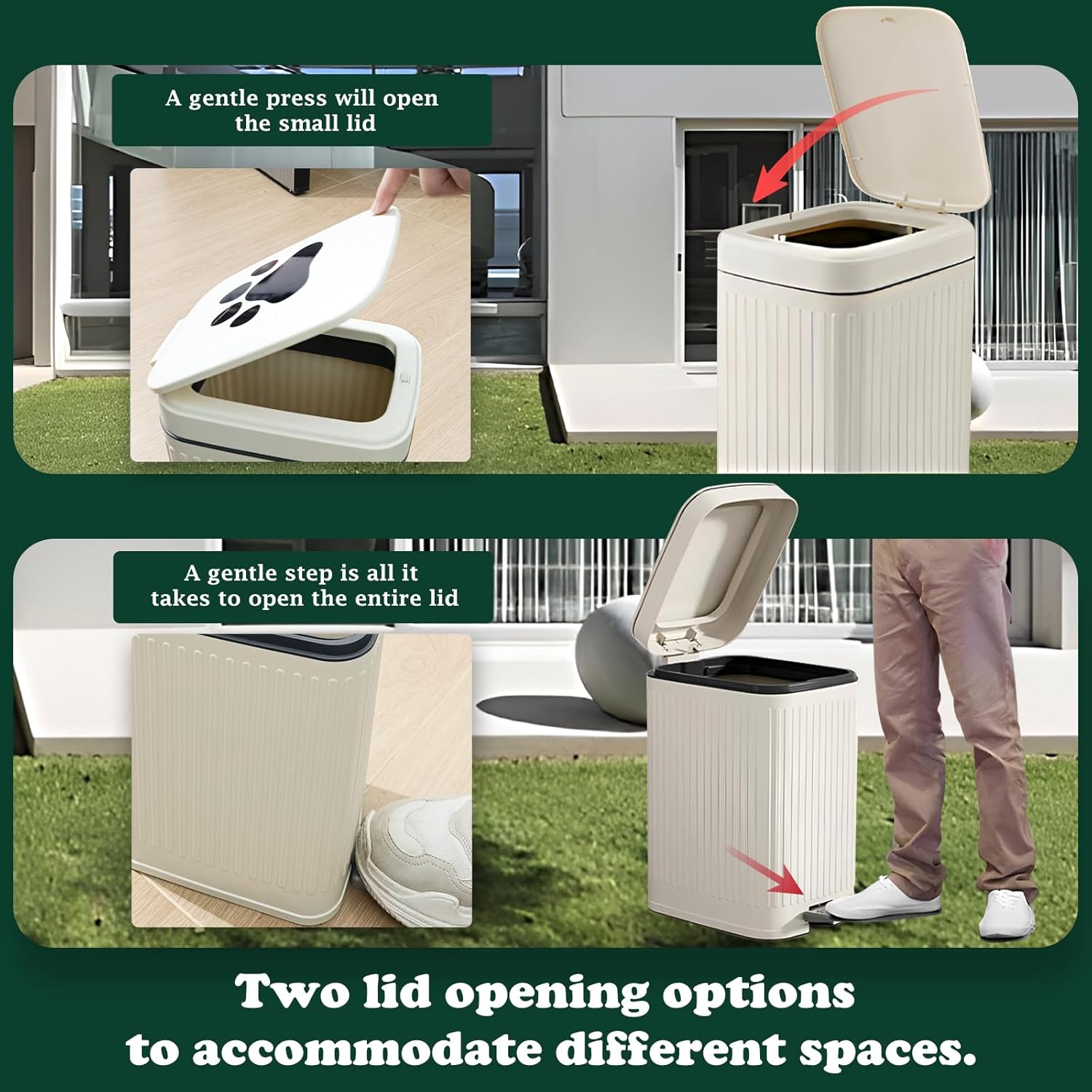 Dog Poop Trash Can Outside, Outdoor Trash Can with Lid, Foot Pedal, Dog Waste Trash Can with 240 Dog Waste Bags, Small Trash Can with Lid Soft Close for Pet