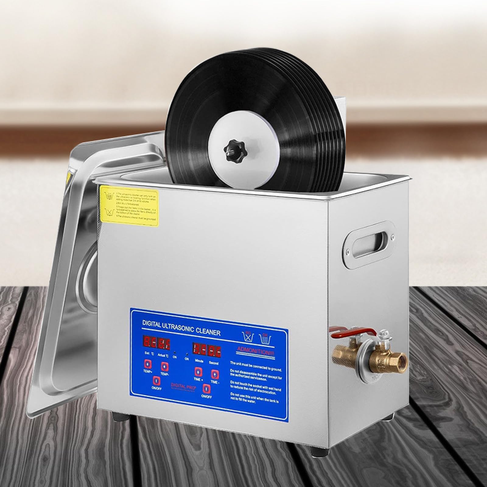 Pulitore a Ultrasuoni per Vinili 6L, 40kHz Macchina Professionale per 4 LP, Timer Digitale e Riscaldamento, Lavatrice Industriale per Gioielli, Orologi e Strumenti