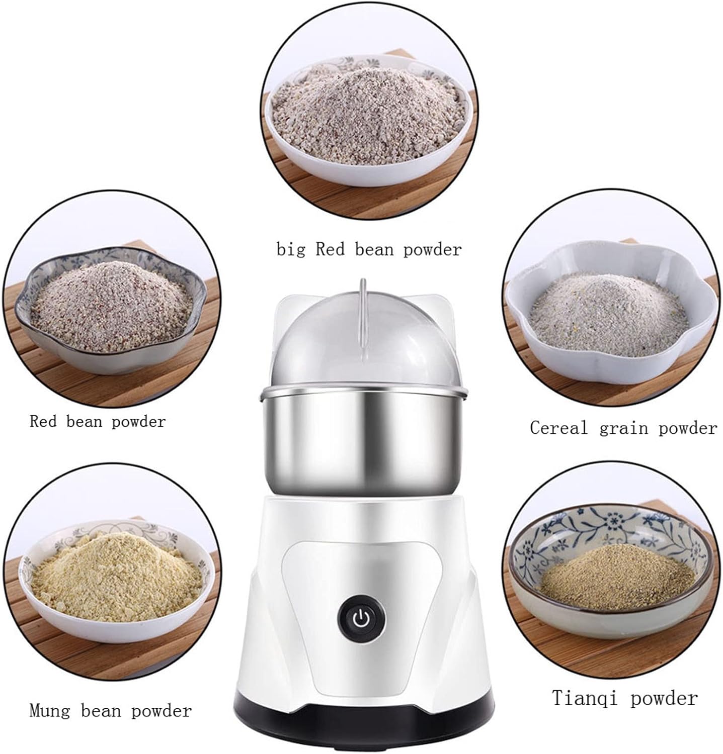 Electric Herb Grinder Spice Grain Grinder Mill Portable Beans Grinder High Speed Coffee Grinder Stainless Steel Four-Leaf Smashing Cutter for Seeds Pepper Sugar Salt Bean