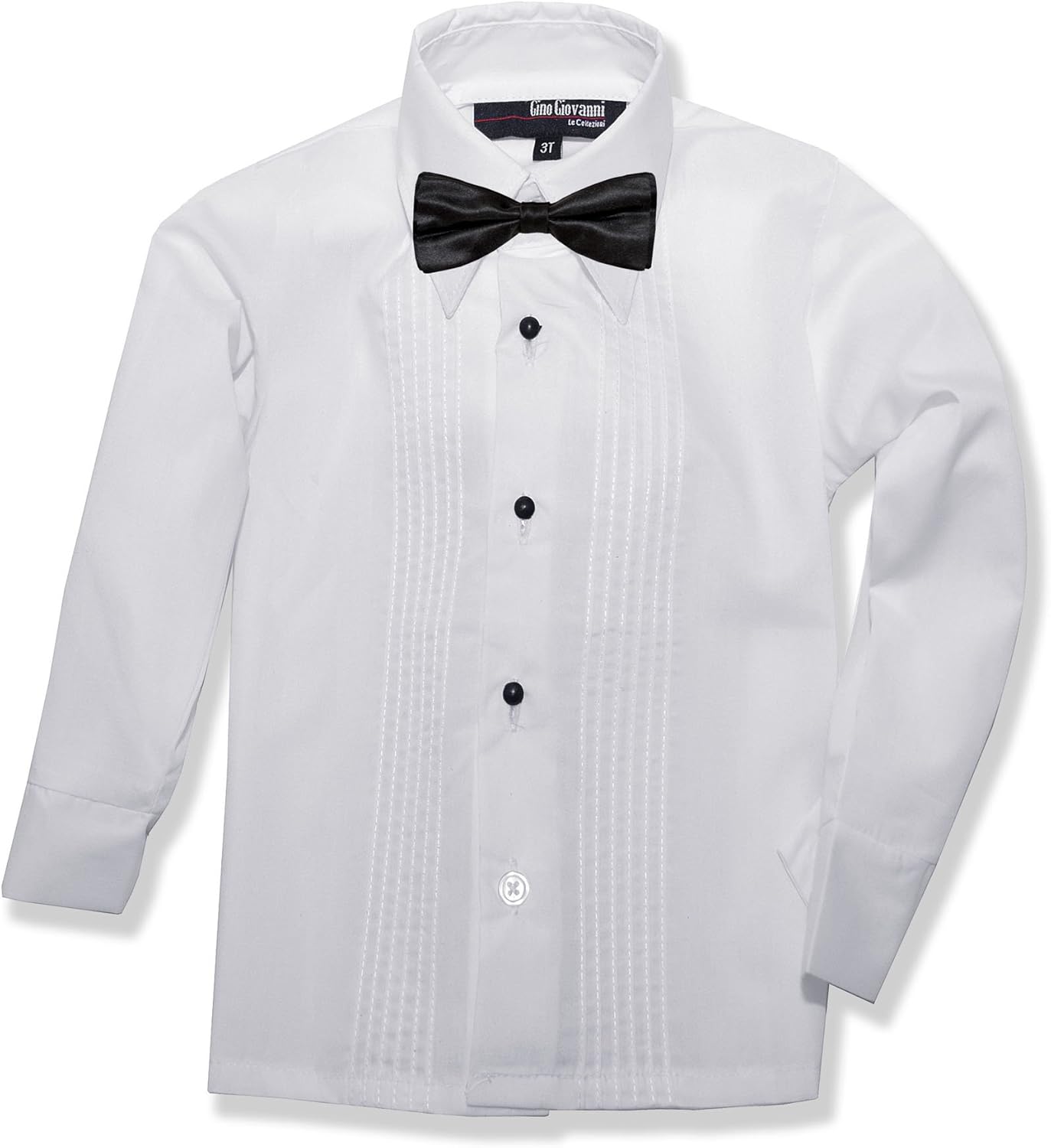 Gino Giovanni Boys Formal Tuxedo Shirt with Bow Tie - Image 2