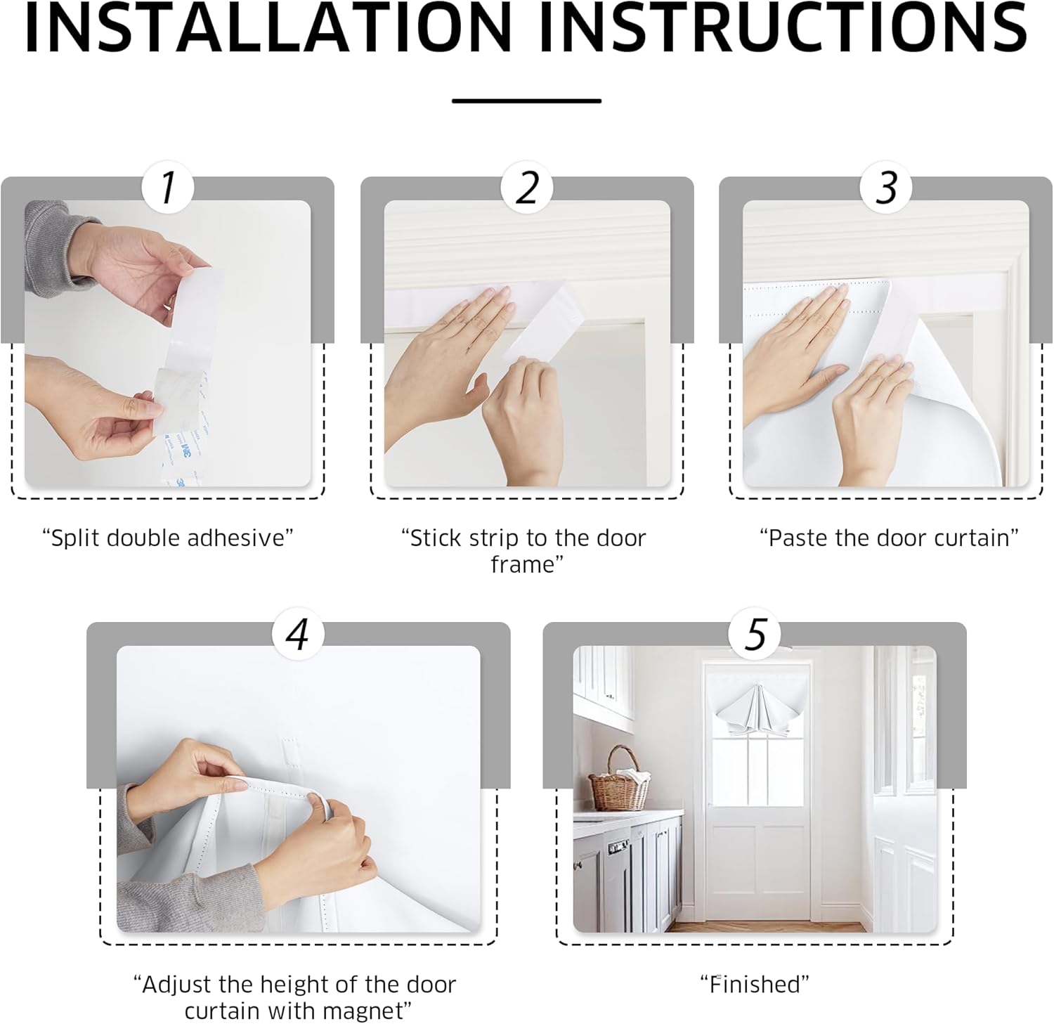 NICETOWN Pure White Door Curtain for Window, Thermal Insulated Adjustable Magnetic Blinds for Window Covering, Roman Roll Up Shade for Patio Glass Door, 1 Panel, 36 x 72 inches Long