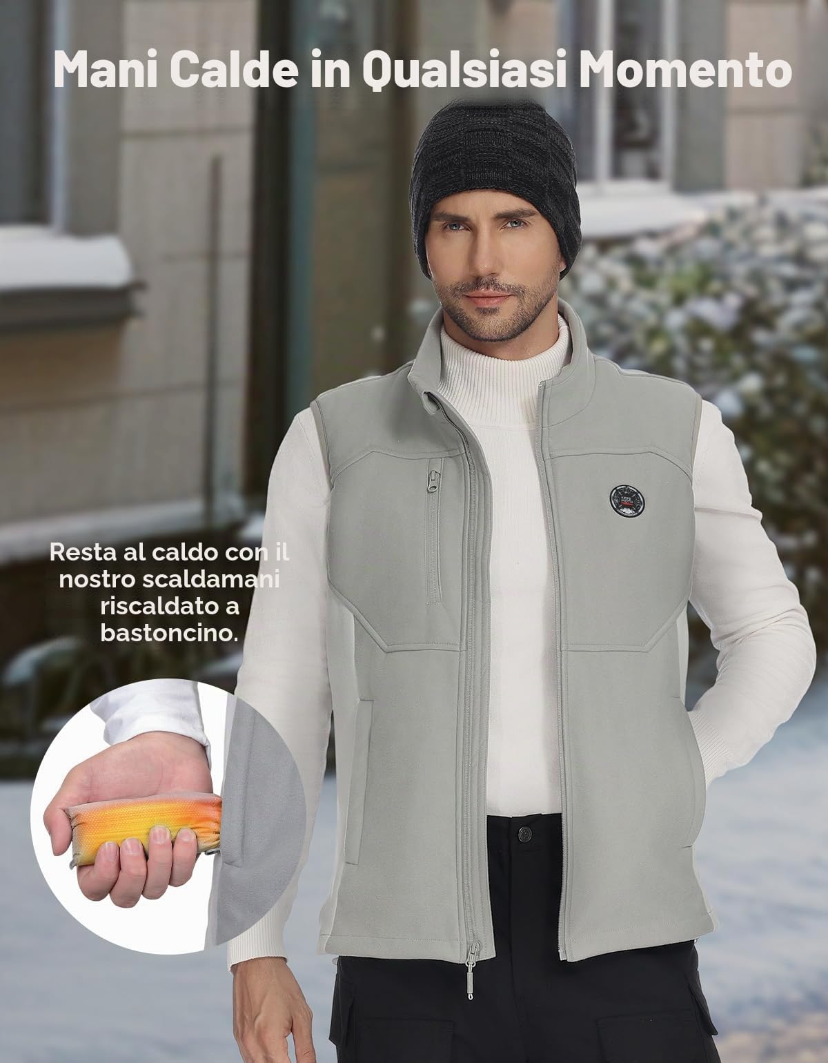 KEMIMOTO Gilet Riscaldato Uomo Donna, Giubbotto Riscaldato con Funzione Scaldamani, Gilet Termico Uomo con Batteria da 10000 mAh, per Sci Pesca Moto Escursionismo