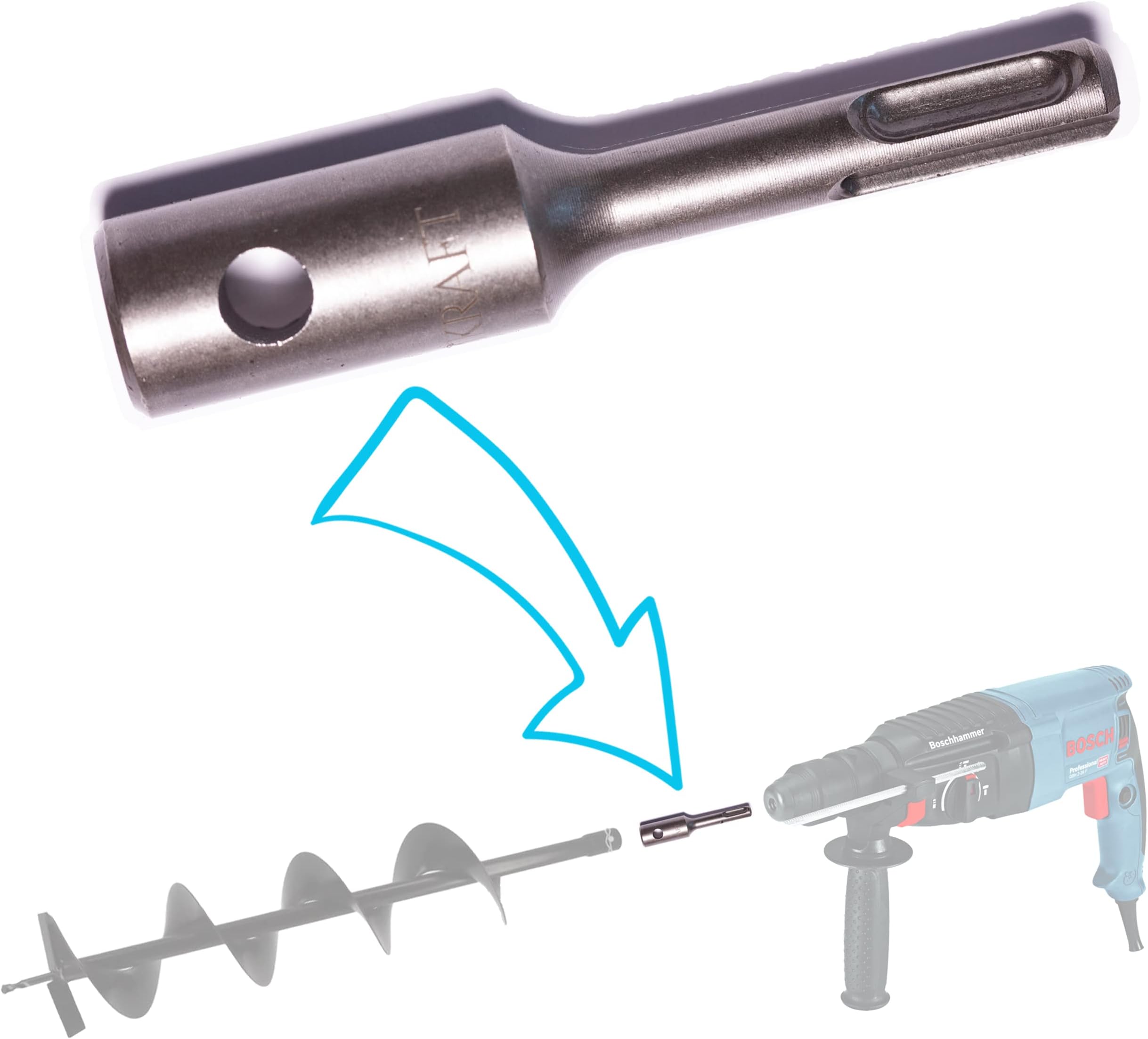 TARIÈRE THERMIQUE, FOREUSE 52 CC AVEC 3 FORETS 100, 150, 200 MM ...
