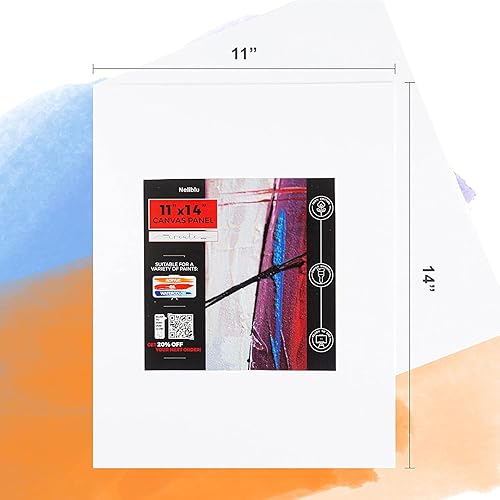 Miniatura 10 de Neliblu Lienzos blancos para pintar, paquete de 30, surtidos, tableros de lienzo de pintura de algodón para pintura al óleo y acrílica, lienzo de