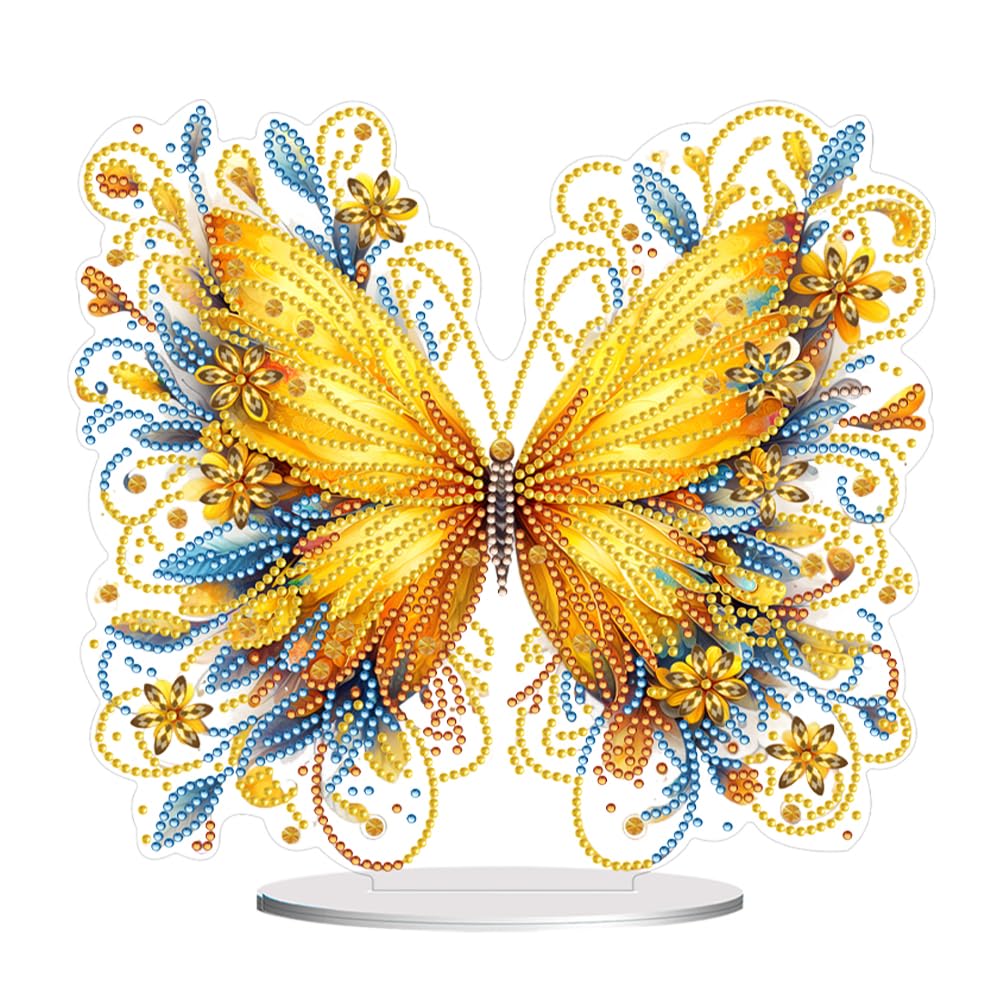 SPEPROECO Butterfly Diamond Art Painting Kits 5D DIY Diamond Art Butterfly Tabletop Ornaments Single-Side Rhinestone Butterfly Decorations for Home Office
