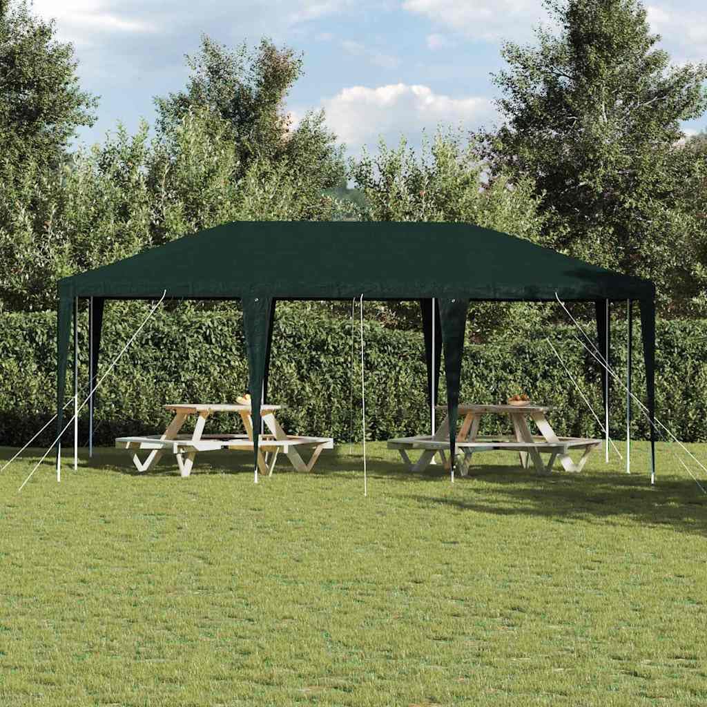 Tenda per feste, verde, in polietilene e acciaio, 600 x 400 x 266 cm, gazebo pieghevole e gazebo da giardino per matrimoni, barbecue, terrazza, protezione solare e pioggia per esterni