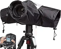 WANBY Capa de chuva para câmera à prova d'água, preta, macia, para todas as câmeras DSLR SLR