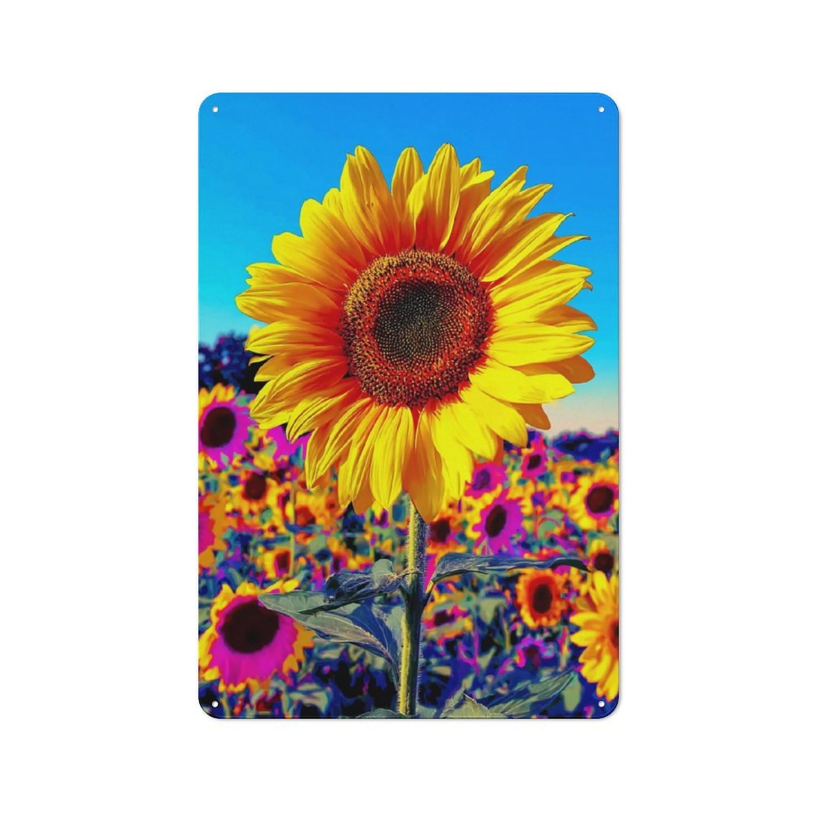 Junmoney Vibrant Sunflower Field -1 For Hobby Room Or Studio, Rustic Metal Sign 30X20cm, For Creative Interior Collectors Refreshing A Room In Autumn