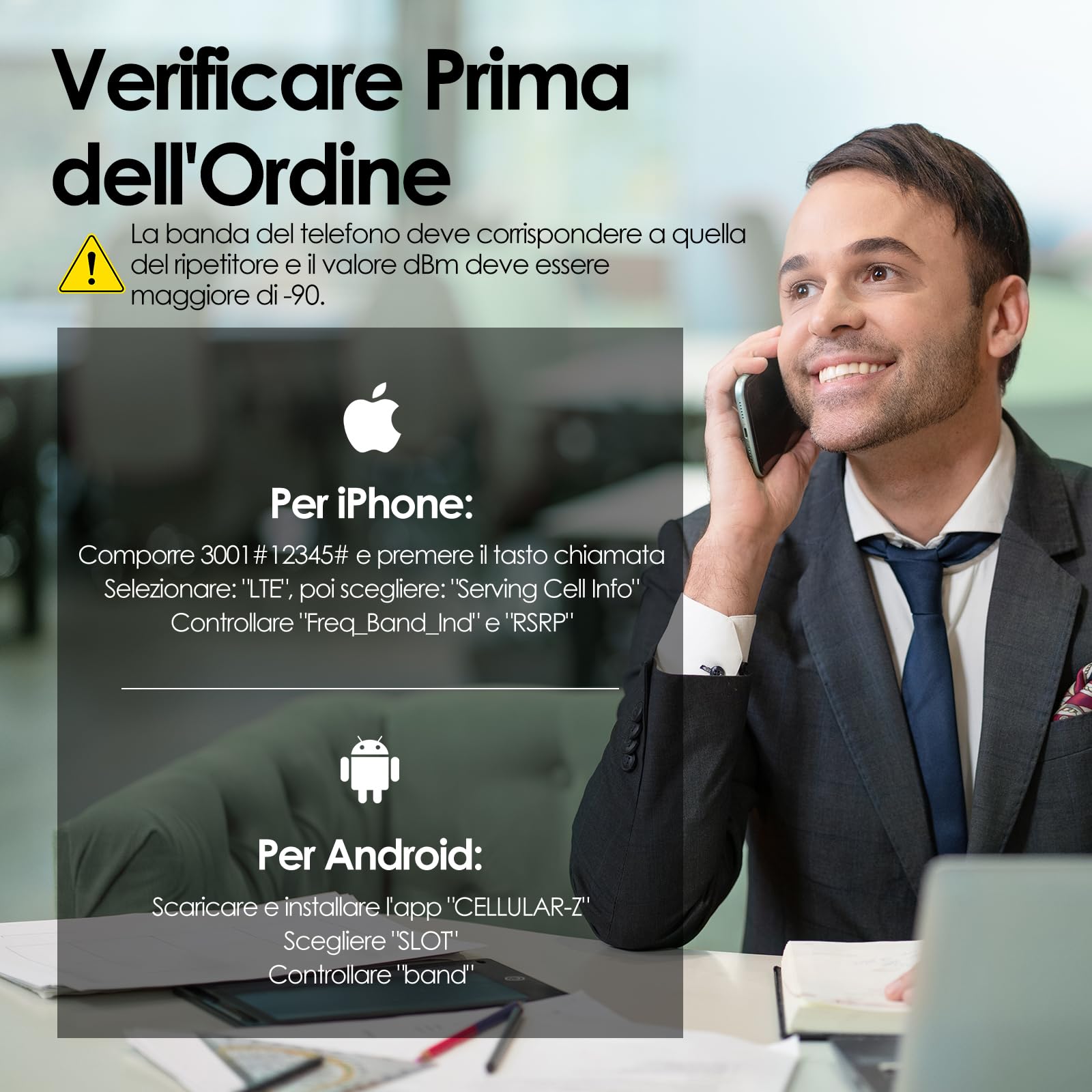 Amplificatore Segnale Cellulare 4G 3G Banda 20/1/3/8 Ripetitore Segnale Cellulare Guadagno70 dB Ripetitore 4G per Operatori Europei Tre, TIM, Vodafone, Iliad, Con Schermo LCD ad Alta Definizione