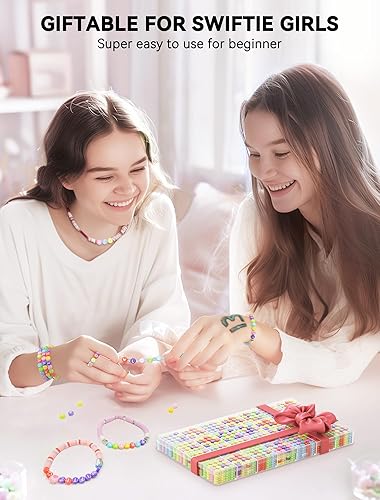 Vista 34 de ARTDOT Juego de 1400 cuentas de letras para hacer joyas, 28 estilos de cuentas del alfabeto para pulseras de amistad, cuentas surtidas de preppy