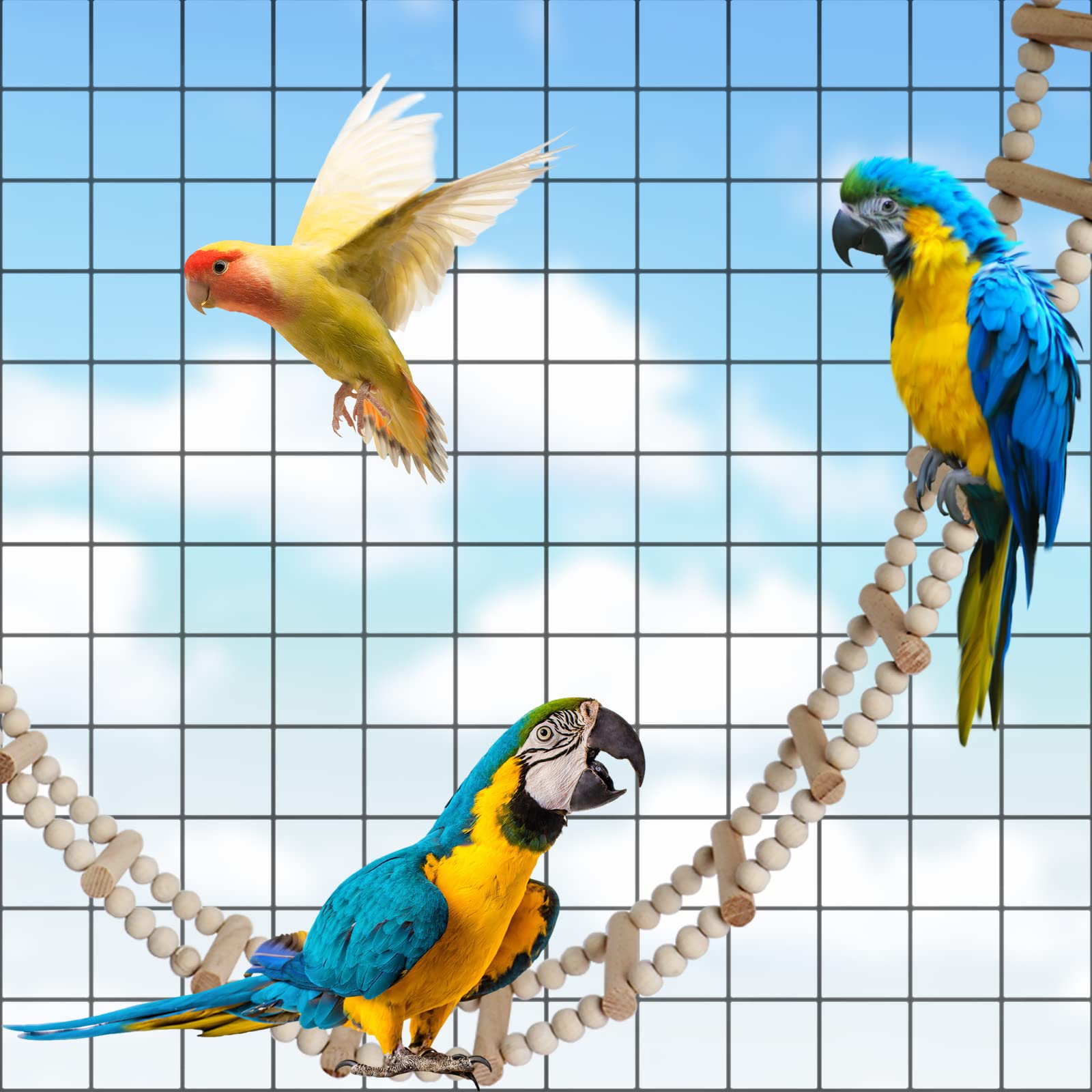 Scala per Uccelli Giocattolo, Ponte Oscillante in Legno per Pappagalli, Trespolo per Pappagallini, Giocattoli per Arrampicata di Piccoli Animali, Accessori per Scoiattoli Sugar Gliders Cocorite Ratti