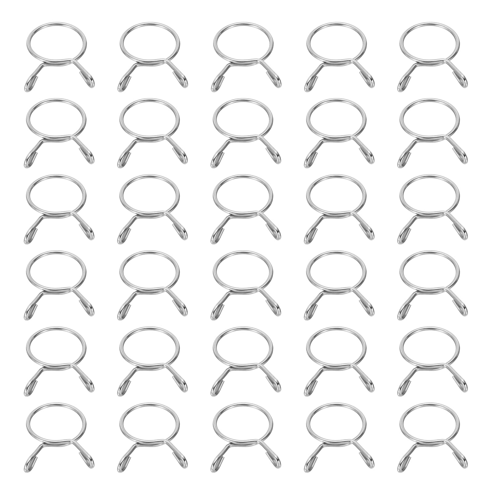 sourcing map Fuel Line Hose Clips 30Pcs 25mm ID 27.8mm Clamp Dia. 304 Stainless Steel Tubing Spring Clips Clamps Assortment for Air Hose Tube Water Pipe Motorcycle Scooter ATV, Silver