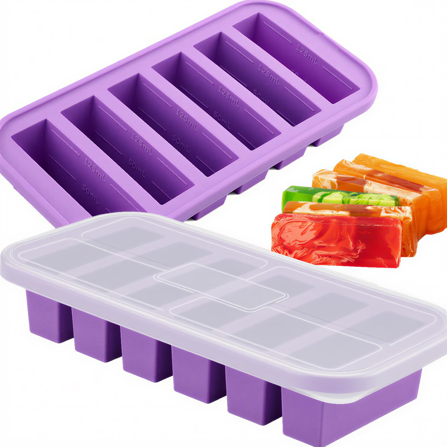 2 PACK Silicone Freezer Tray with Lids - 1/2 Cup