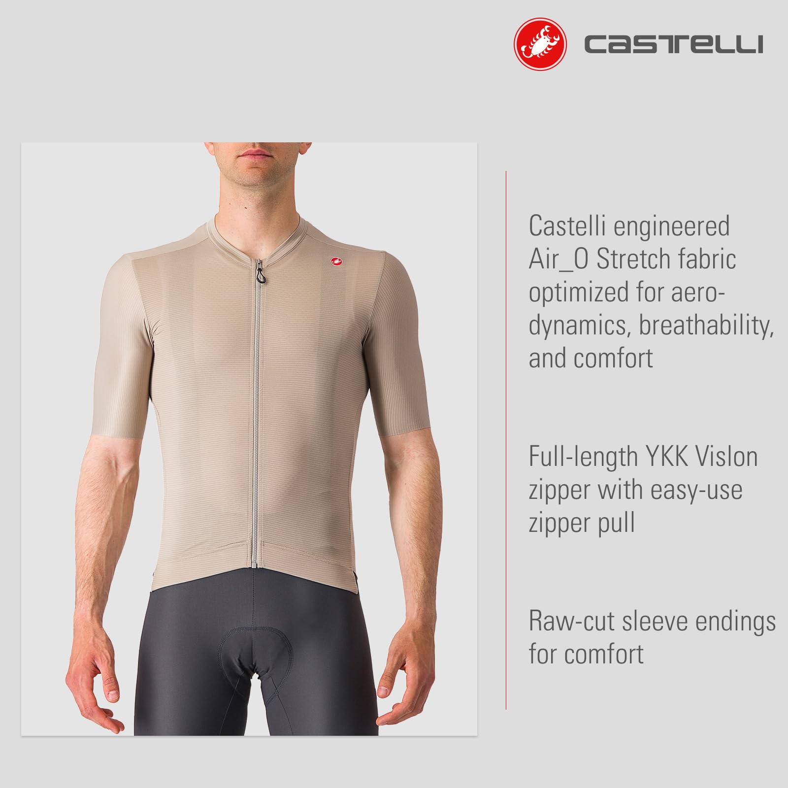 CASTELLI Espresso koszulka techniczna męska, Glina/czarny, XS