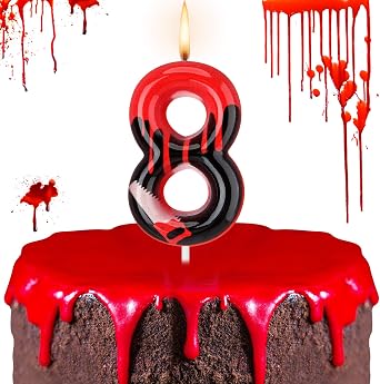 Photect Halloween Birthday Candle Bleeding Number Candle, 1 Pcs, Number 8