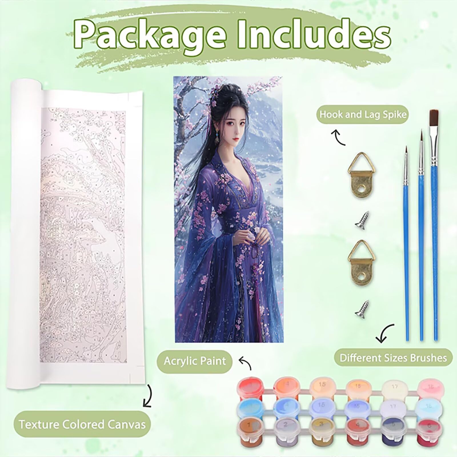 Malen Nach Zahlen 50x150cm Leinwand Frau Malen Nach Zahlen Erwachsene mit Ohne Rahmen, DIY Kreativ Set für Erwachsene mit Pinseln und Acrylfarbe, Zimmer Deko Nationalität Landschaft Geschenk, P0M-539