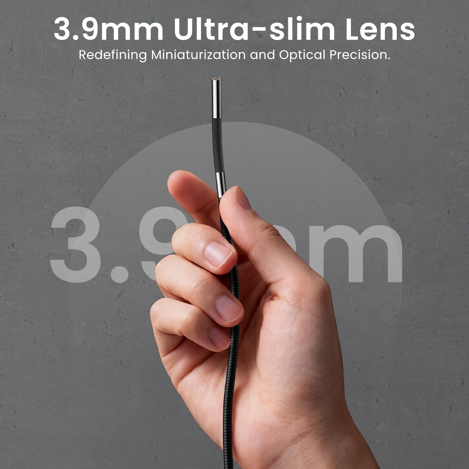 Endoscopio con Rotación Bidireccional 210° | Cámara Endoscópica de Inspección, Sonda 3.9mm, Tubo Flexible Autorecuperable 1m, Pantalla IPS 5" | para Motor/Tuberías