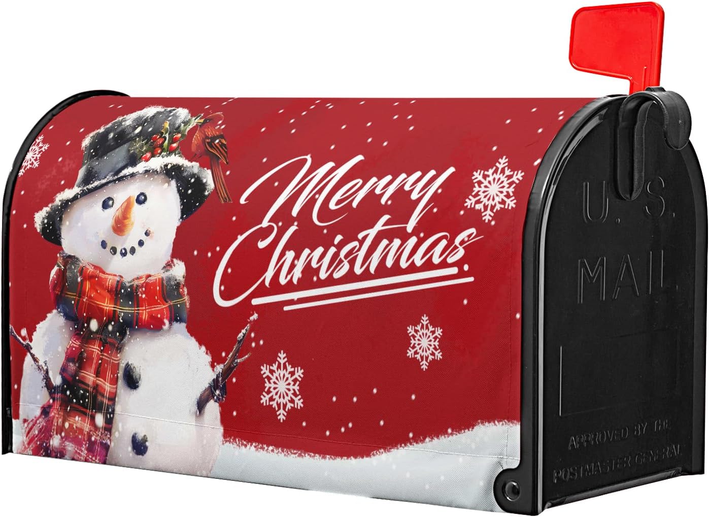 Merry Christmas Mailbox Covers Winter Snowman Mailbox Cover Magnetic Large Size 21x25.5 Inch Christmas Winter Mailbox Cover Magnetic Mailbox Wraps Post Letter Box Cover Holiday Outdoor Decoration