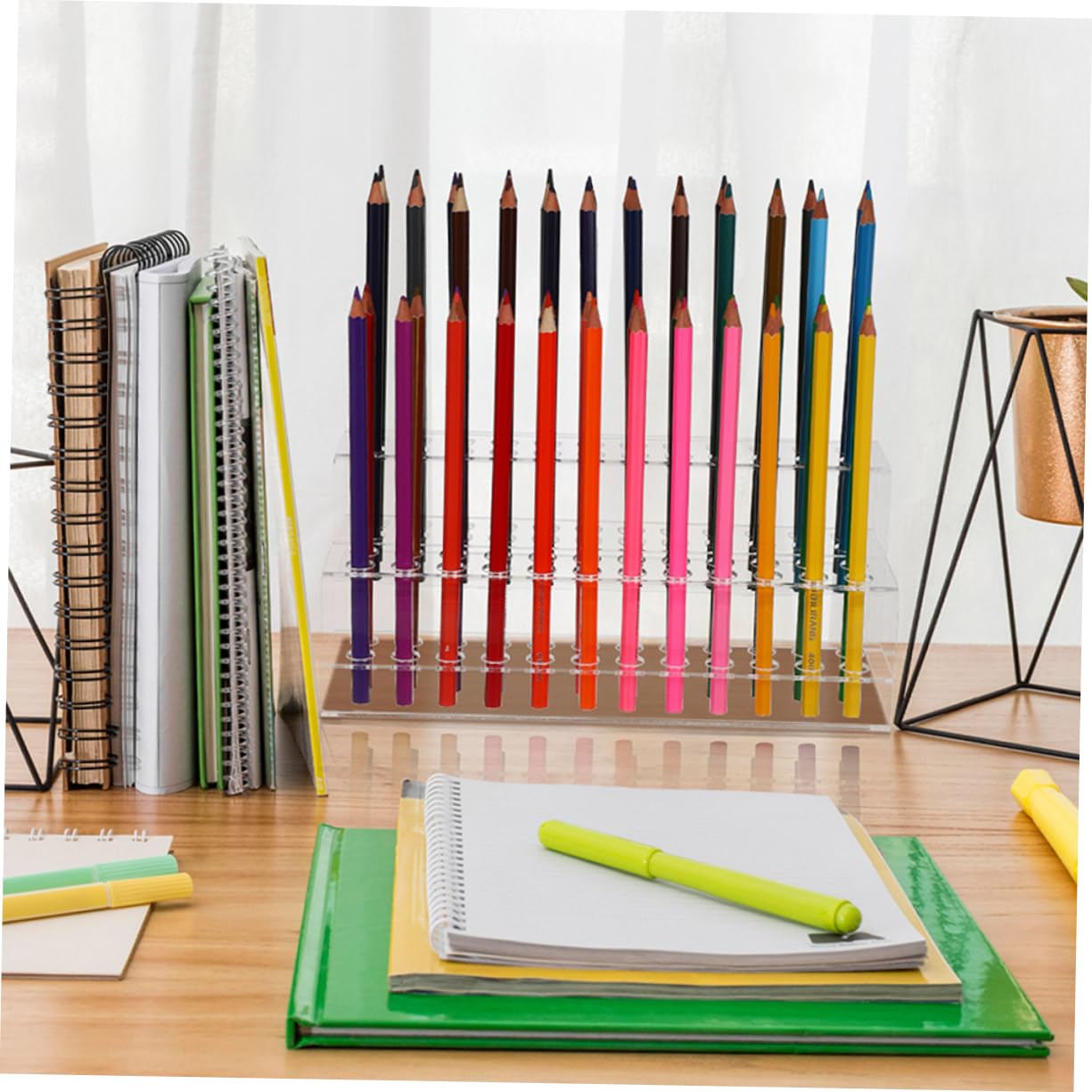 LALAFINA Portapenne da Scrivania in Plastica 2 Pezzi Scomparti | Penne a Sfera e Penne, Esposizione e Ordine Sul Banco, Accessorio per Ufficio e Tavolo