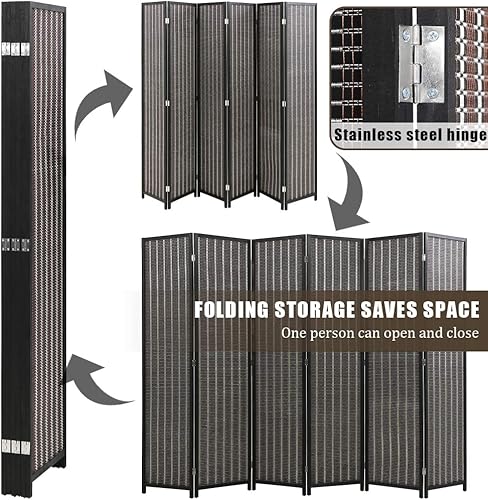 Miniatura 10 de FDW Bambú - Divisor de habitación plegable de privacidad de madera 4 paneles de 72 pulgadas de alto 177 pulgadas de ancho divisor de habitación para