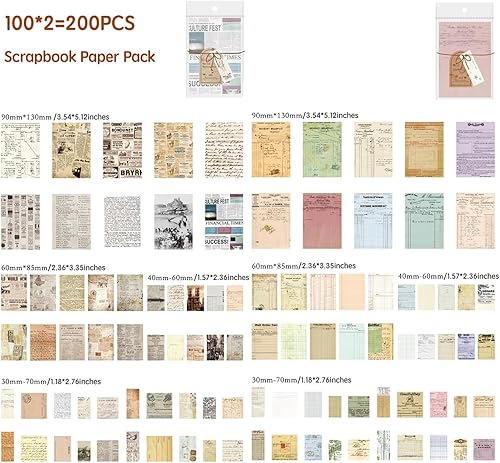 Miniatura 5 de 200 Sheets Vintage Newspaper Tickets Scrapbook Paper, Journaling Scrapbooking Supplies Craft Posters Decoupage Paper Ephemera for Junk Journals Card